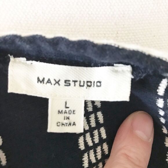 Max Studio Nautical Navy White Striped Dress L - Picture 7 of 11
